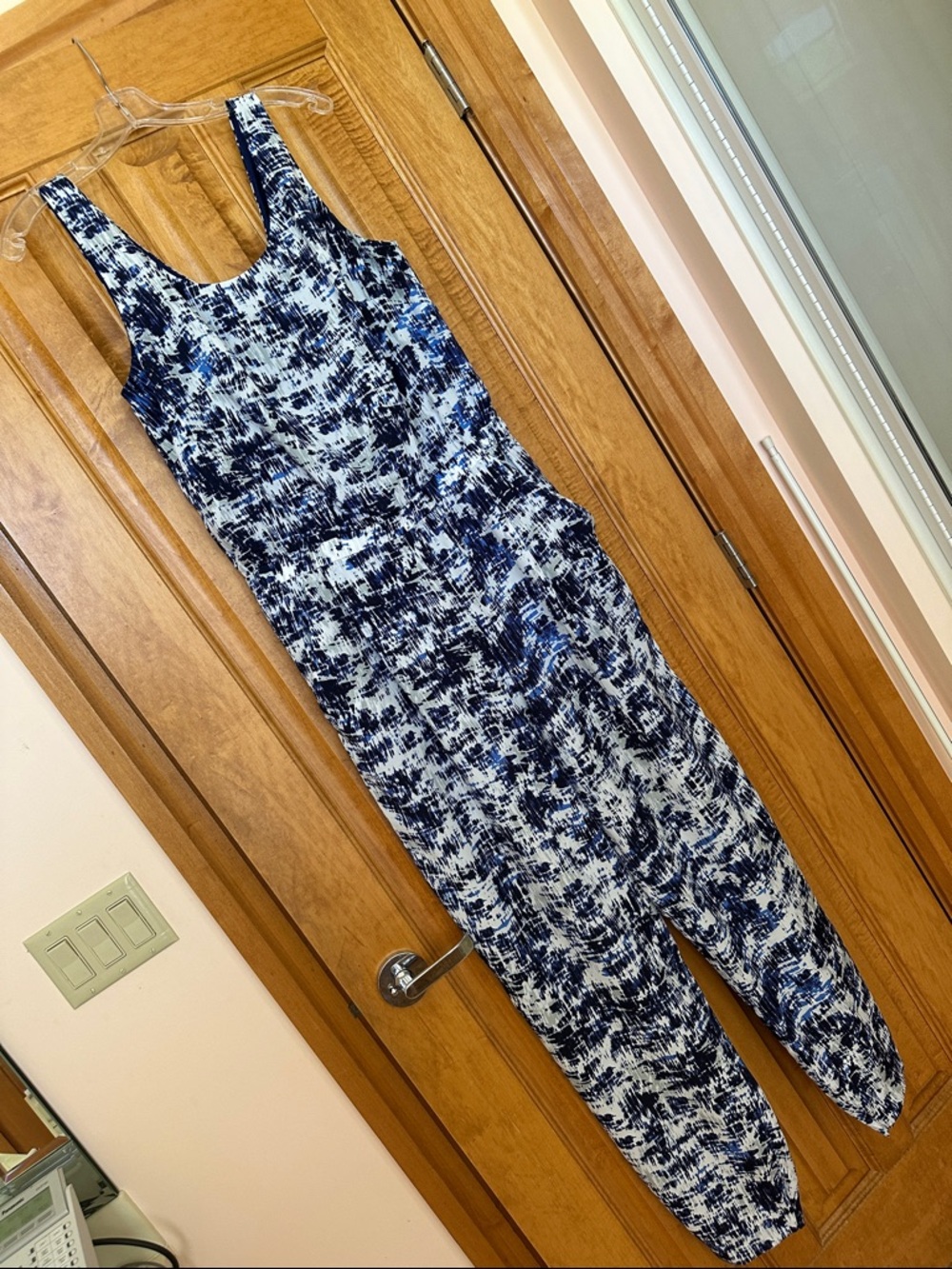 Vince Camuto Navy & White Print Sleeveless Jumpsuit